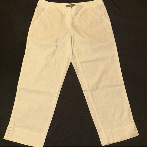Tommy Bahama Pants - Tommy Bahama Women's Off-White Linen blend cropped Trousers size 6 Ellery fit